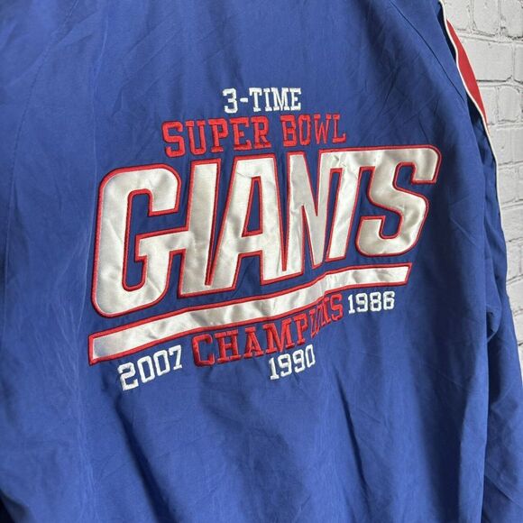 New York Giants NFL Blue Zip Front Jacket Three Time SUPERBOWL CHAMPS SZ Large - Picture 4 of 15